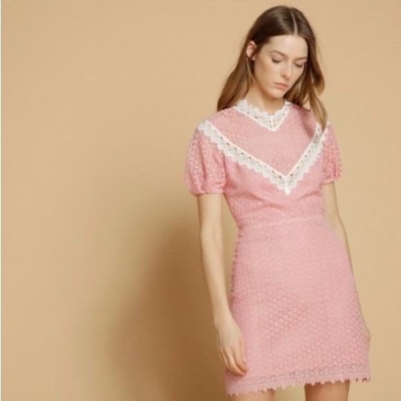 chinese dress ladies Sandro "Romie" Bordeaux Lace Cocktail Dress, S  Second Serve Resale